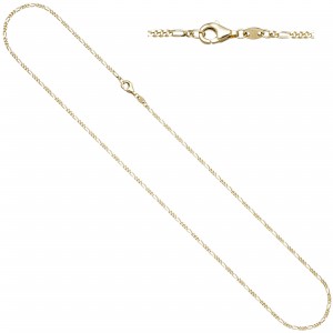 Figarokette 585 Gelbgold diamantiert 1,7mm 45cm