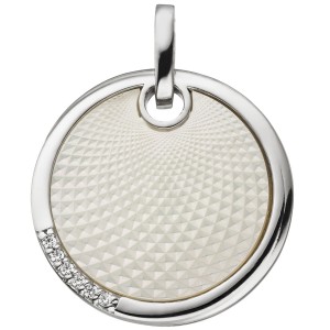 Anhänger 925 Sterlingsilber 6 Zirkonia 1 Perlmutt Einlage