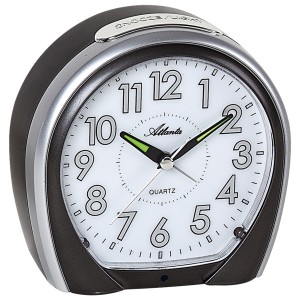 Wecker Quarz analog schwarz leise ohne Ticken Licht Snooze