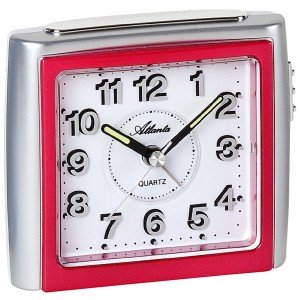 Wecker Quarz analog pink silbern leise ohne Ticken Licht Snooze