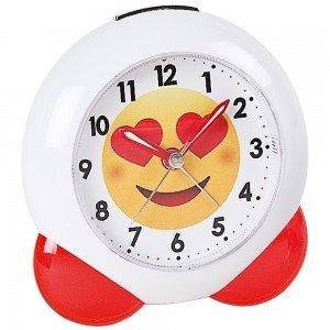 Wecker Quarz analog für Kinder Kinderwecker weiß rot