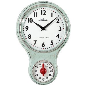 Küchenuhr Wanduhr Küche Quarz analog grün Kurzzeitmesser Timer