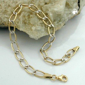 Armband Weitpanzer bicolor 375 Gold