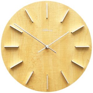 Wanduhr Quarz analog Holzzifferblatt erle farben rund