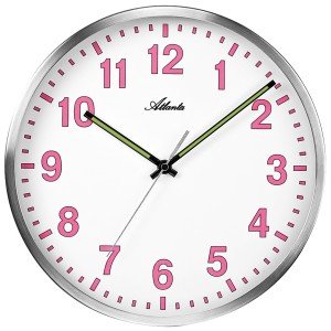 Wanduhr Quarz analog silbern blau leise ohne Ticken nachleuchtend rund