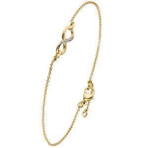 Armband Unendlichkeit 375 Gelbgold bicolor 7 Zirkonia 19,5cm