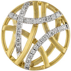 Anhänger rund 585 Gelbgold bicolor matt 31 Diamanten Brillanten
