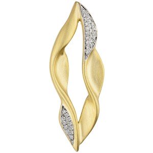 Anhänger 585 Gelbgold teil matt 32 Diamanten Brillanten