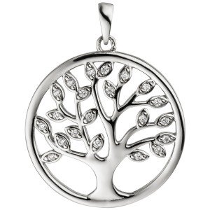Anhänger Baum Lebensbaum 925 Sterlingsilber 21 Zirkonia