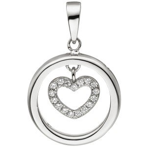 Anhänger Herz Herzen 925 Sterlingsilber 21 Zirkonia Silberherz