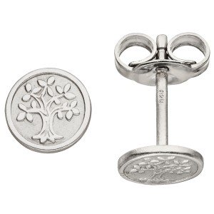 Ohrstecker Baum Lebensbaum 925er Sterlingsilber mattiert Ohrringe Silberohrringe
