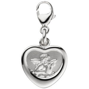 Anhänger Charm Schutzengel 925 Sterling Silber teil matt