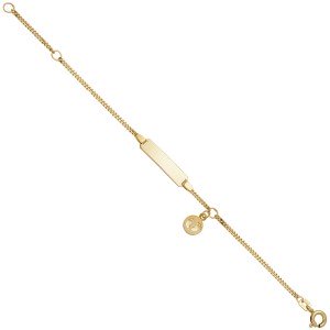 Schildband Babyfüße 333 Gelbgold 14cm Kinder Gravur ID Armband
