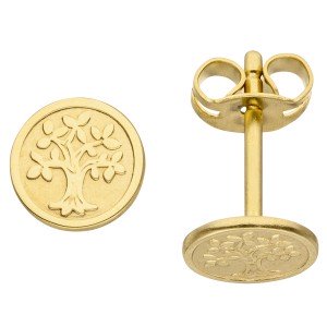 Ohrstecker Baum Lebensbaum 333 Gelbgold mattiert Ohrringe Goldohrringe