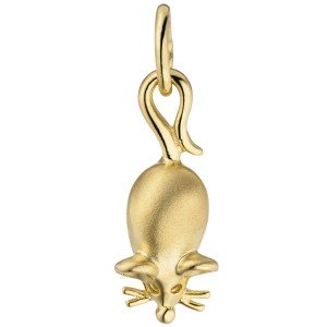 Anhänger Maus 333 Gelbgold teil matt