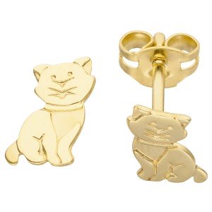 Ohrstecker Katze 333 Gelbgold Ohrringe Goldohrringe Katzenohrringe
