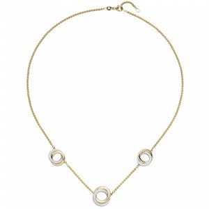 Collier 585 Gelbgold Weißgold bicolor 82 Diamanten 45cm