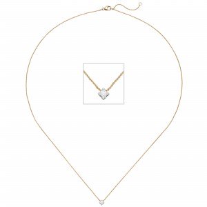 Collier 750 Gelbgold Weißgold bicolor 1 Diamant Brillant 45cm Goldkette