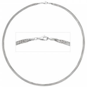 Halskette Popcorn Kette 3-reihig 750 Weißgold 45cm Goldkette Karabiner