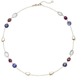 Collier 585 Gelbgold 12 Turmaline 45cm