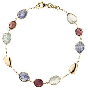 Armband 585 Gelbgold 9 Turmaline 19cm