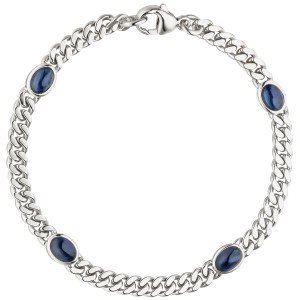 Armband 585 Weißgold 4 Safir Cabochons blau 19cm