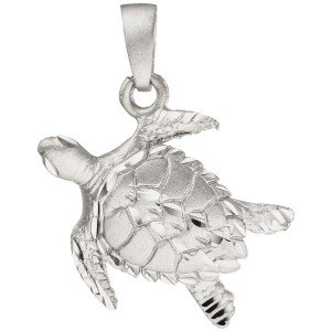 Anhänger Schildkröte 925 Sterlingsilber teil matt