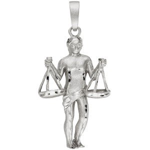 Anhänger Sternzeichen Waage 925 Sterling Silber teil matt