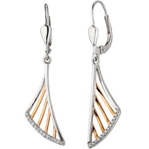 Ohrhänger 585 Weißgold Rotgold bicolor 26 Diamanten Brillanten Ohrringe