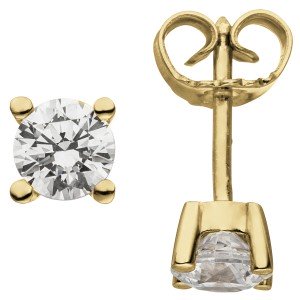 Ohrstecker 585 Gelbgold 2 Diamanten Brillanten 1,00ct. Ohrringe