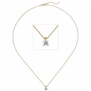 Collier Kette mit Anhänger 585 Gelbgold 1 Diamant Brillant 0,50ct. 45cm