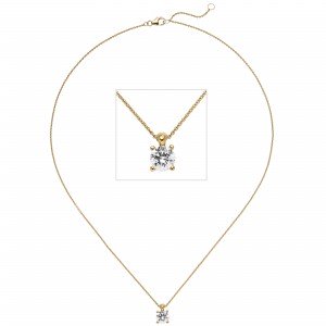 Collier Kette mit Anhänger 585 Gelbgold 1 Diamant Brillant 1,0ct. 45cm