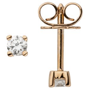 Ohrstecker 585 Rotgold 2 Diamanten Brillanten 0,14ct. Ohrringe