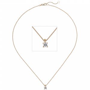 Collier Kette mit Anhänger 585 Rotgold 1 Diamant Brillant 0,50ct. 45cm