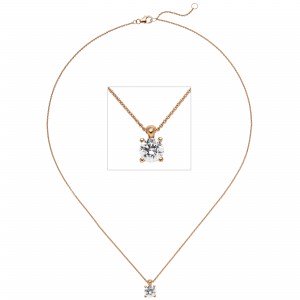 Collier Kette mit Anhänger 585 Rotgold 1 Diamant Brillant 1,0ct. 45cm