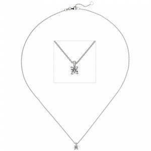 Collier Kette mit Anhänger 585 Weißgold 1 Diamant Brillant 0,15ct. 45cm