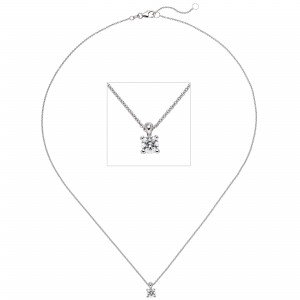 Collier Kette mit Anhänger 585 Weißgold 1 Diamant Brillant 0,70ct. 45cm