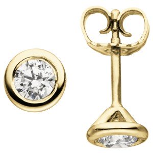Ohrstecker rund 585 Gelbgold 2 Diamanten Brillanten 0,50ct. Ohrringe