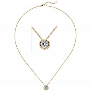 Collier Kette mit Anhänger 585 Gelbgold 1 Diamant Brillant 1,0ct. 45cm