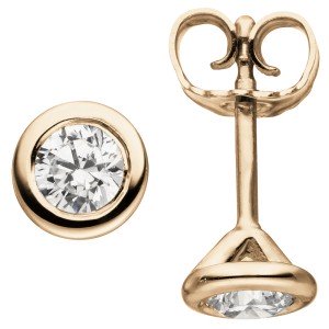 Ohrstecker rund 585 Rotgold 2 Diamanten Brillanten 0,74ct. Ohrringe