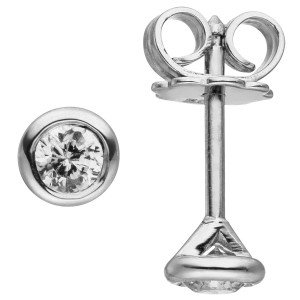 Ohrstecker rund 585 Weißgold 2 Diamanten Brillanten 0,24ct. Ohrringe