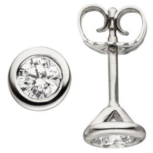 Ohrstecker rund 585 Weißgold 2 Diamanten Brillanten 0,50ct. Ohrringe