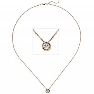 Collier Kette mit Anhänger 585 Rotgold 1 Diamant Brillant 0,70ct. 45cm