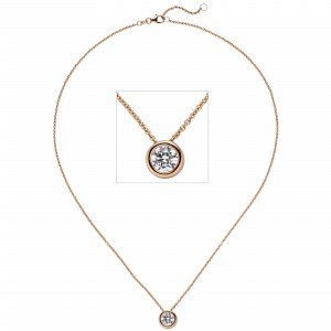 Collier Kette mit Anhänger 585 Rotgold 1 Diamant Brillant 1,0ct. 45cm