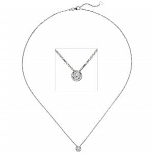 Collier Kette mit Anhänger 585 Weißgold 1 Diamant Brillant 0,15ct. 45cm