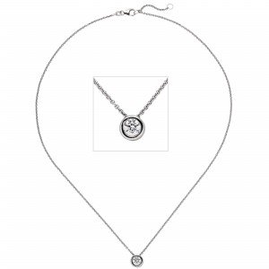 Colllier Kette mit Anhänger 585 Weißgold 1 Diamant Brillant 0,5 ct. 45cm