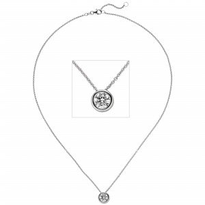 Colllier Kette mit Anhänger 585 Weißgold 1 Diamant Brillant 1,0 ct. 45cm