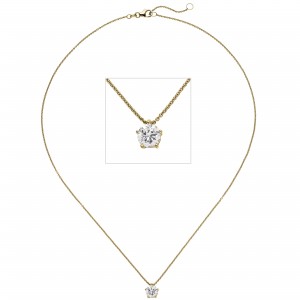Collier Kette mit Anhänger 585 Gelbgold 1 Diamant Brillant 1,0ct. 45cm