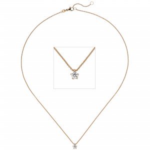 Collier Kette mit Anhänger 585 Rotgold 1 Diamant Brillant 0,25ct. 45cm