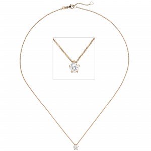 Collier Kette mit Anhänger 585 Rotgold 1 Diamant Brillant 0,70ct. 45cm